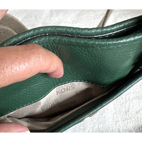 Michael Kors Fulron Green Crossbody Bag With Gold Logo & Beige Strap - Picture 6 of 8